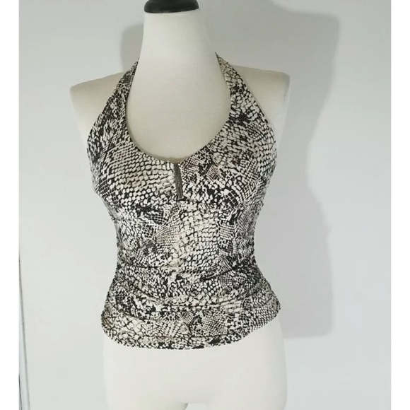 Calvin Klein Small Brown Snake Animal Print Halter - Picture 2 of 6